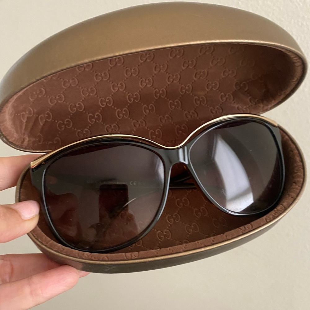 GUCCI Brown Tortoise Shell Oversized GG Logo Sunglasses -3155/S
